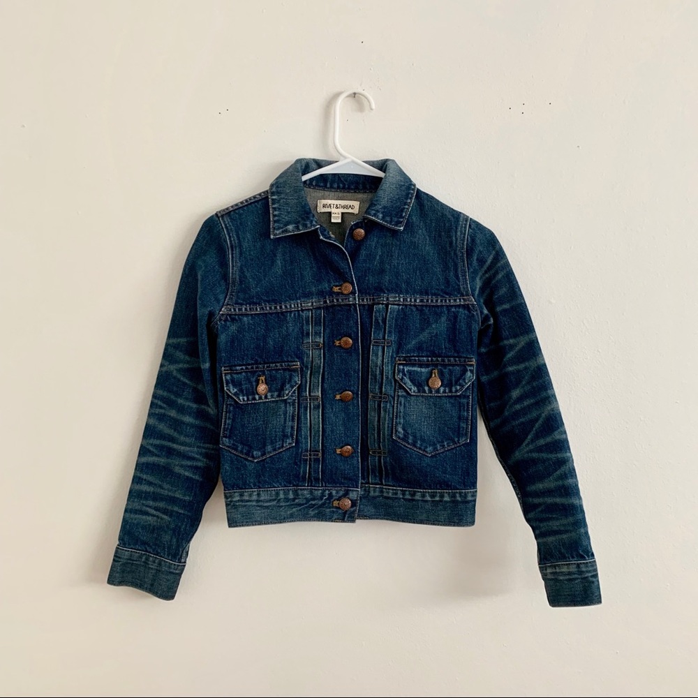 Madewell Rivet and Thread denim jean jacket xxs - Picture 4 of 8